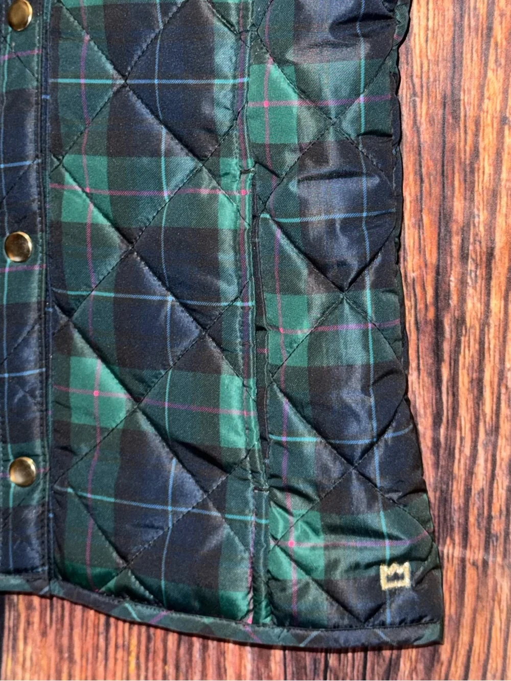 Crown & Ivy Quilted Plaid Puffer Vest